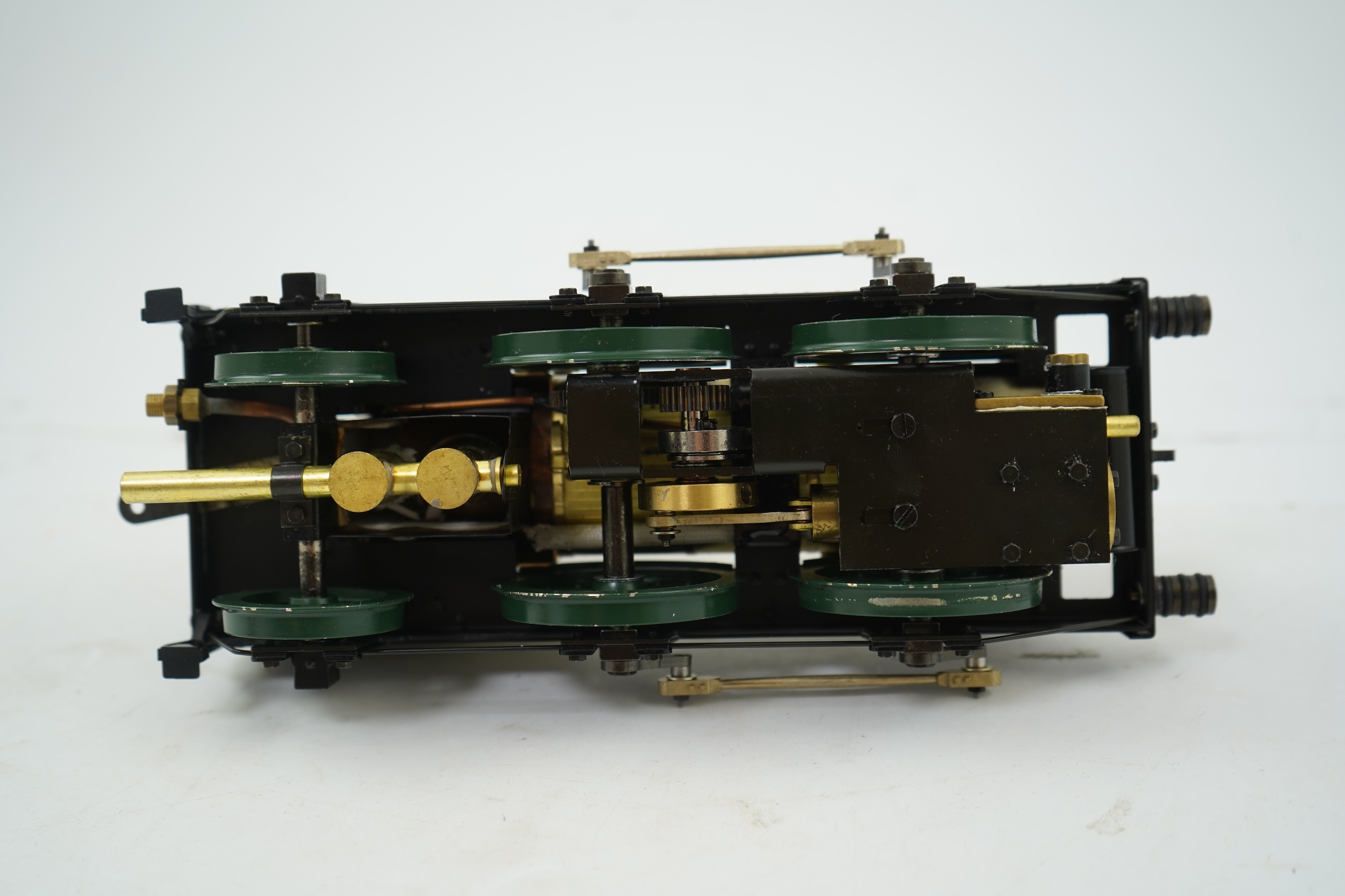 A Gauge One Aster Hobbies live steam L&M Lion, 0-4-2 locomotive, missing tender, with spirit fired slip eccentric single cylinder motion.